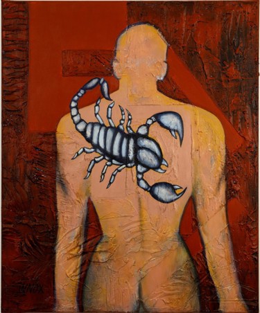 Malerei mit dem Titel "L'homme scorpion" von Innox, Original-Kunstwerk, Acryl