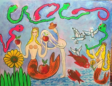 Pintura titulada "Le jardin d’Eden- l…" por Innox, Obra de arte original, Acrílico