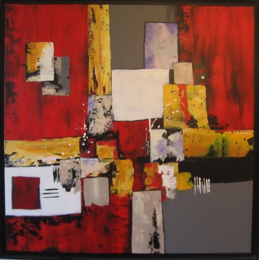 Peinture intitulée "Rouge et gris" par Innox, Œuvre d'art originale, Acrylique