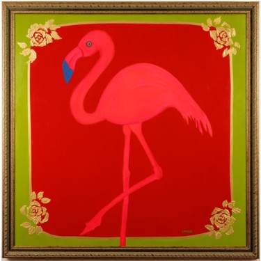 Painting titled "Mon Flamant Rose" by Innox, Original Artwork, Acrylic