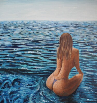 Painting titled "Girl in the sea" by Insideyoureyes, Original Artwork, Oil