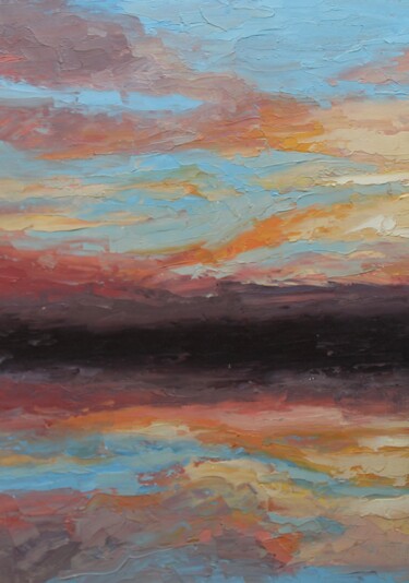 Painting titled "Abstract sunset" by Insideyoureyes, Original Artwork, Oil