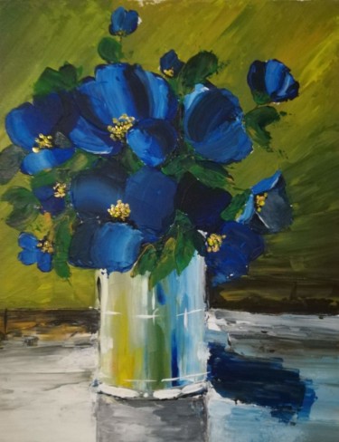 Painting titled "Bouquet bleu" by Inspired By Nature, Original Artwork, Acrylic