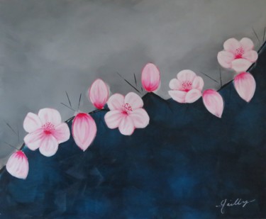 Painting titled "Cherry Blossom" by Inspired By Nature, Original Artwork, Acrylic Mounted on Wood Stretcher frame