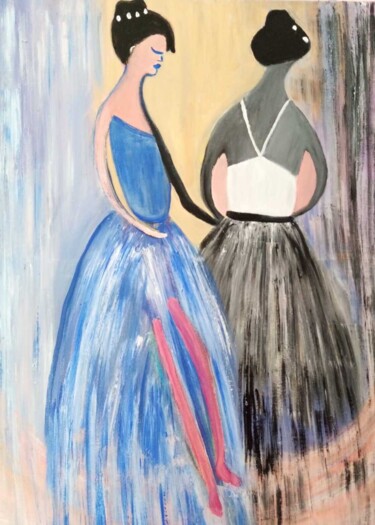 Painting titled "deux danseuses" by Dany Fantoli, Original Artwork, Acrylic Mounted on Wood Stretcher frame