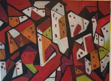 Картина под названием "village du sud" - Dany Fantoli, Подлинное произведение искусства, Акрил Установлен на Деревянная рама…