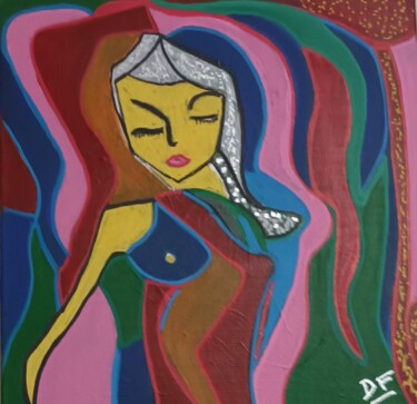 Painting titled "womans 1" by Dany Fantoli, Original Artwork, Acrylic Mounted on Wood Stretcher frame