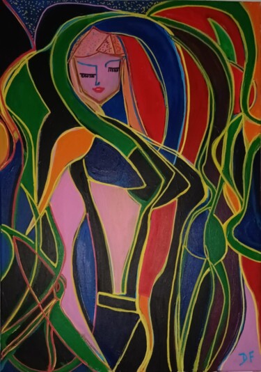 Painting titled "womans 2" by Dany Fantoli, Original Artwork, Acrylic Mounted on Wood Stretcher frame