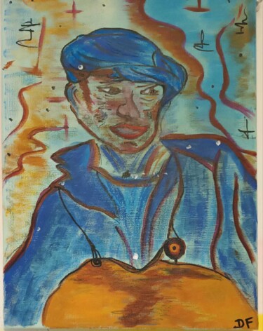 Painting titled "PORTAIT DE MARIN" by Dany Fantoli, Original Artwork, Acrylic Mounted on Wood Stretcher frame