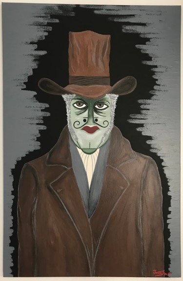 Картина под названием "L’homme au chapeau" - David Josset, Подлинное произведение искусства, Акрил