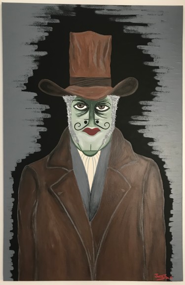 Painting titled "L’homme au chapeau" by David Josset, Original Artwork, Acrylic