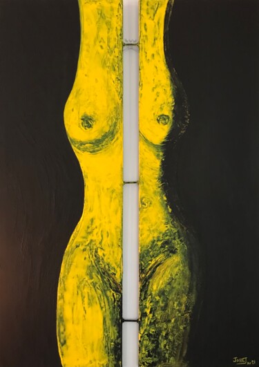 Peinture intitulée "La discrète" par David Josset, Œuvre d'art originale, Acrylique