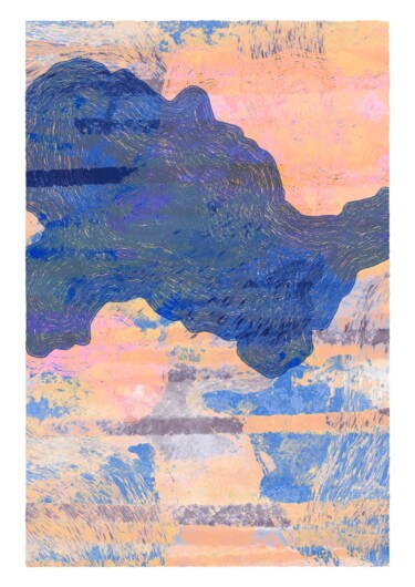Digitale Kunst mit dem Titel "Ocean Stones 6" von Inta Leora, Original-Kunstwerk, Digitale Malerei