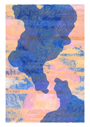 Digitale Kunst mit dem Titel "Ocean Stones 5" von Inta Leora, Original-Kunstwerk, Digitale Malerei