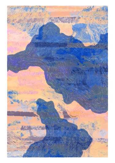 Digitale Kunst mit dem Titel "Ocean Stones 4" von Inta Leora, Original-Kunstwerk, Digitale Malerei