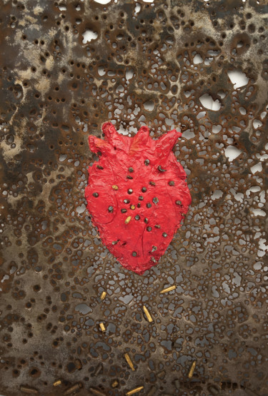 Collages intitulée "Любовь всего сильнее" par Aleksandra Berezkina Orlova, Œuvre d'art originale, Métaux