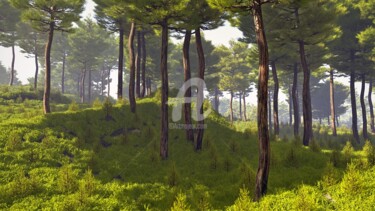 Digital Arts titled "Pine forest" by Iurii Olkhovskii, Original Artwork, 3D Modeling