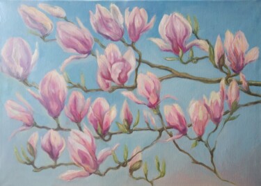 Painting titled "Magnolia flowers" by Tanya Kreymer, Original Artwork, Oil