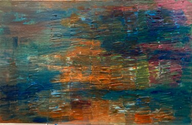 Pittura intitolato "Il pleut sur l'étang" da Philippe Collinet, Opera d'arte originale, Acrilico Montato su Telaio per barel…