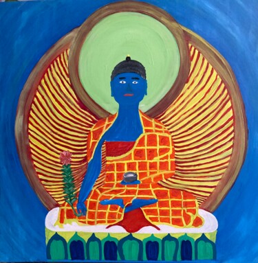 Картина под названием "Le Bouddha de la mé…" - Philippe Collinet, Подлинное произведение искусства, Акрил Установлен на Дере…