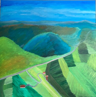 Painting titled "Colline del Prosecco" by Philippe Collinet, Original Artwork, Acrylic Mounted on Wood Stretcher frame