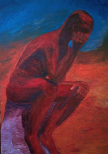 Peinture intitulée "un penseur" par J.P Peintre Intuitionniste, Œuvre d'art originale, Acrylique