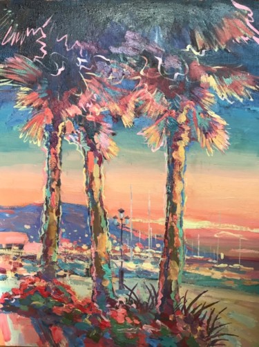 Картина под названием "Yalta sunset" - Ivan Kulikov, Подлинное произведение искусства, Масло
