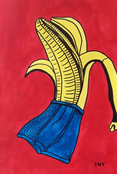 Peinture intitulée "Banana" par Iny Ink, Œuvre d'art originale, Gouache