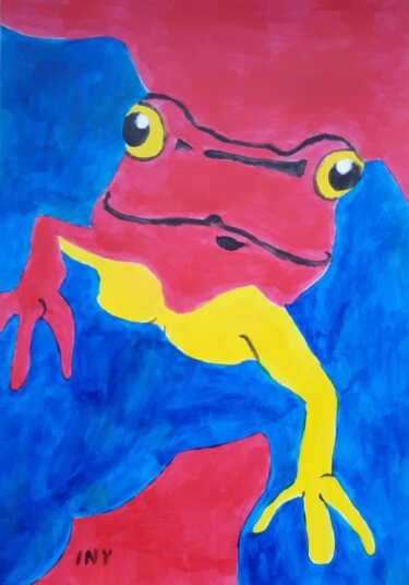 Peinture intitulée "La grenouille" par Iny Ink, Œuvre d'art originale, Acrylique