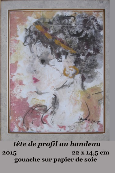 Peinture intitulée "tête de profil au b…" par Ioana, Œuvre d'art originale, Gouache