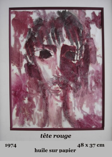 Peinture intitulée "tête rouge" par Ioana, Œuvre d'art originale, Gouache