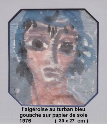 Painting titled "algéroise au turban…" by Ioana, Original Artwork, Gouache