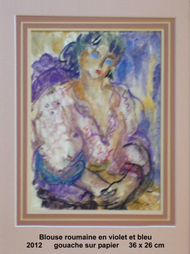 Peinture intitulée "blouse-roumaine-en-…" par Ioana, Œuvre d'art originale, Gouache