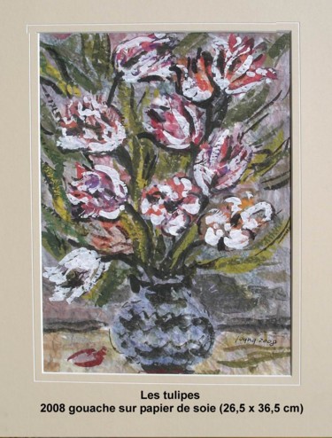 Peinture intitulée "tulipes" par Ioana, Œuvre d'art originale, Gouache