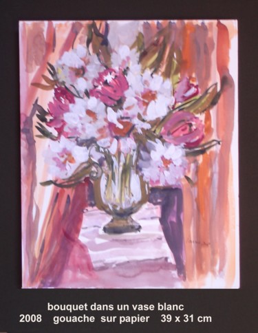 Peinture intitulée "bouquet dans un vas…" par Ioana, Œuvre d'art originale, Gouache