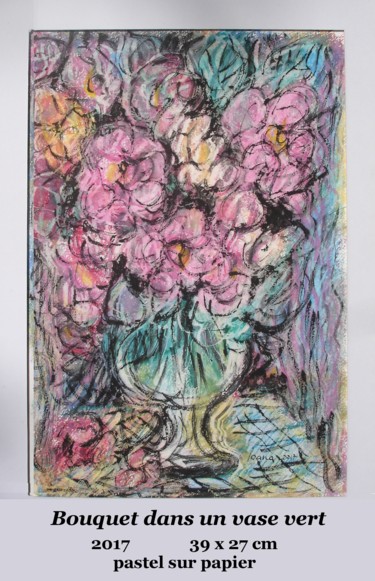 Pintura titulada "bouquet dans un vas…" por Ioana, Obra de arte original, Pastel