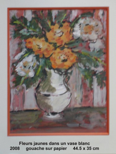 Pintura titulada "fleurs jaunes dans…" por Ioana, Obra de arte original, Gouache
