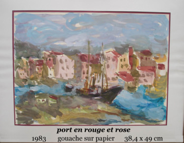 Peinture intitulée "port en rouge et ro…" par Ioana, Œuvre d'art originale, Gouache