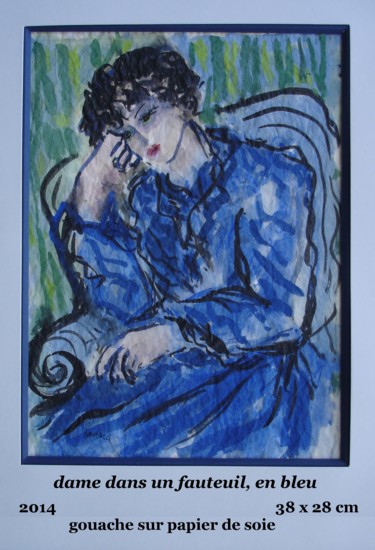 Pintura titulada "dame dans un fauteu…" por Ioana, Obra de arte original, Gouache