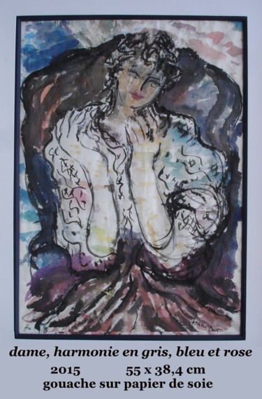 Painting titled "dame harmonie en gr…" by Ioana, Original Artwork, Gouache