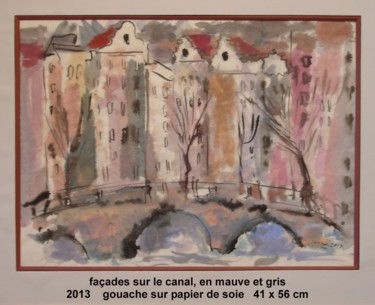 Painting titled "facades sur le cana…" by Ioana, Original Artwork, Gouache