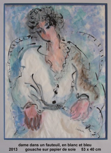 Painting titled "dame dans un fauteu…" by Ioana, Original Artwork, Oil