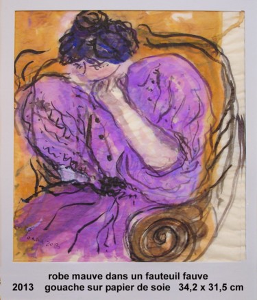 Peinture intitulée "robe mauve dans un…" par Ioana, Œuvre d'art originale, Huile