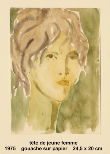 Schilderij getiteld "tête de jeune femme" door Ioana, Origineel Kunstwerk, Olie