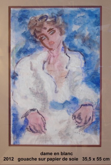 Peinture intitulée "la dame en blanc" par Ioana, Œuvre d'art originale, Huile