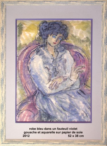 Pintura titulada "robe bleue dans un…" por Ioana, Obra de arte original, Oleo