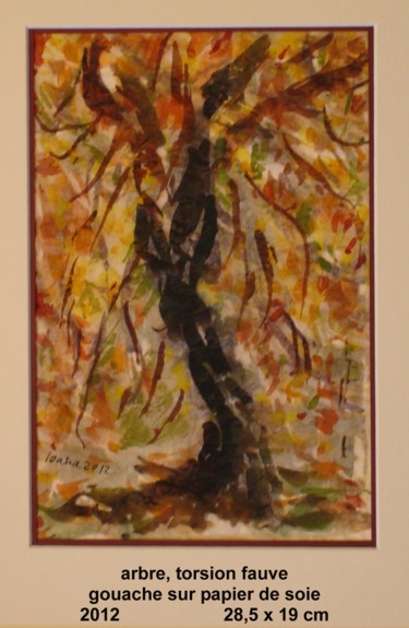 Malerei mit dem Titel "arbre, torsion fauve" von Ioana, Original-Kunstwerk, Öl