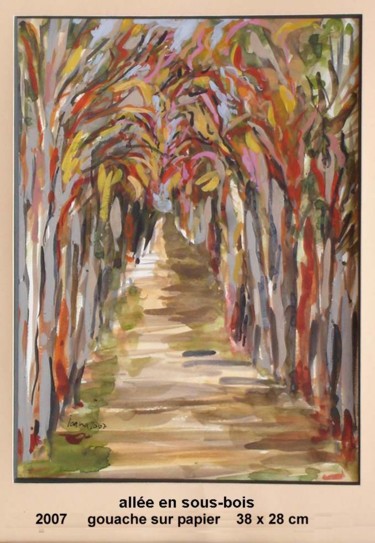 Pintura intitulada "allée en sous bois" por Ioana, Obras de arte originais, Óleo