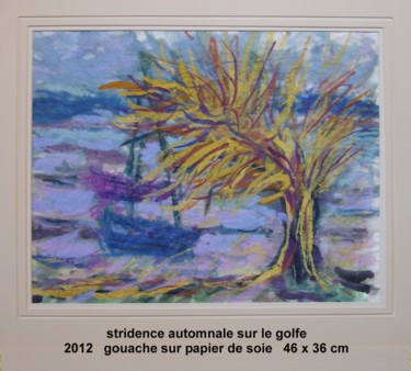 Peinture intitulée "stridence automnale…" par Ioana, Œuvre d'art originale, Gouache