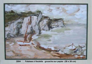 Painting titled "falaises à Veulette" by Ioana, Original Artwork, Gouache